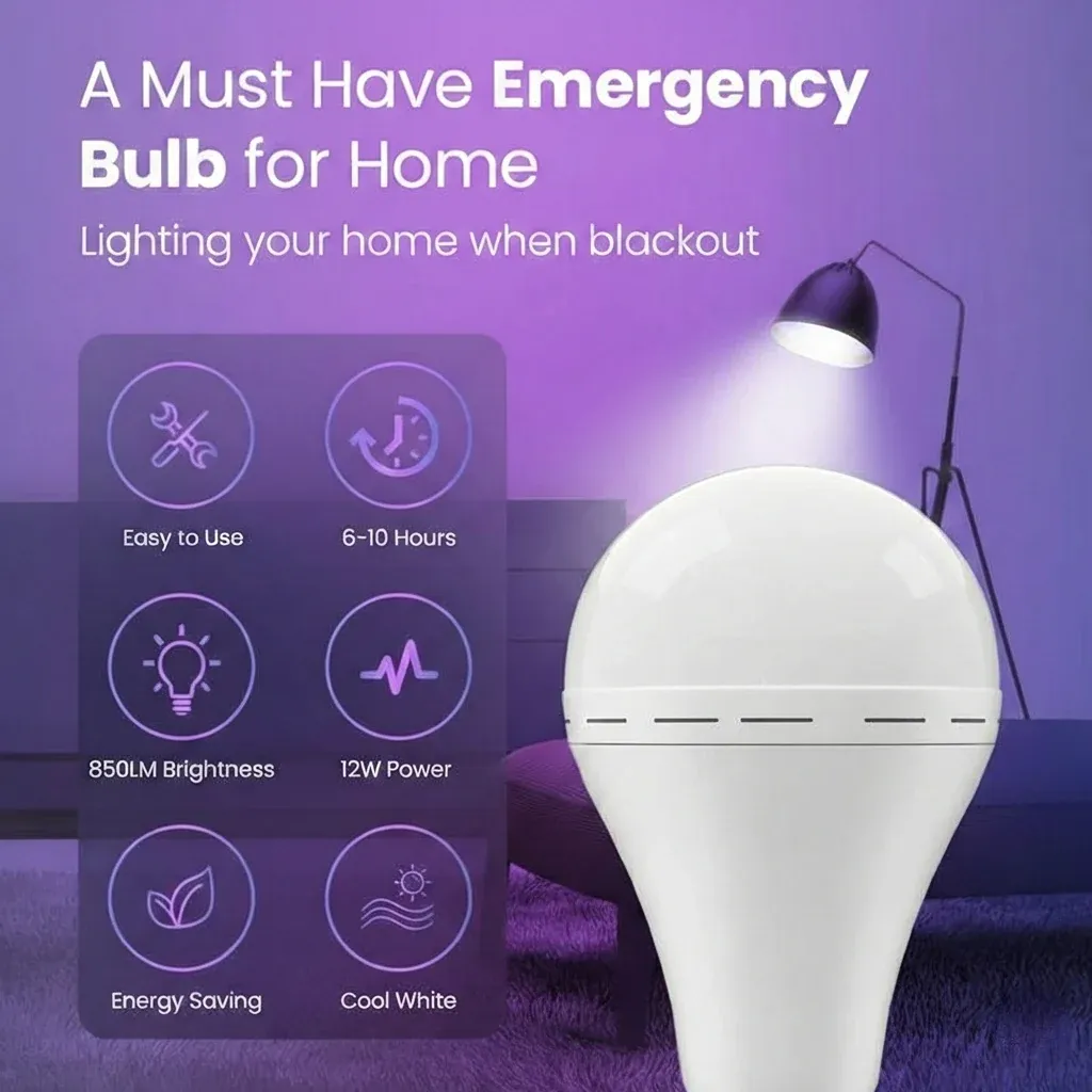 Rechargeable Emergency Light Bulbs - 1 Pack / Super Fast Delivery